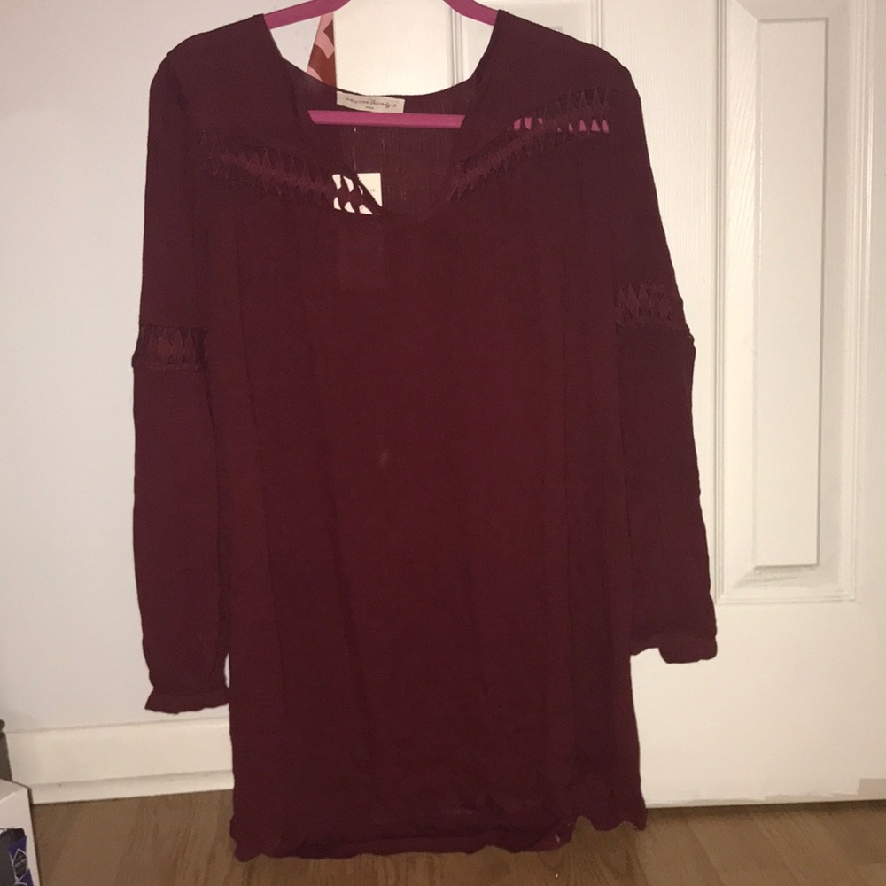 Red crochet tunic dress